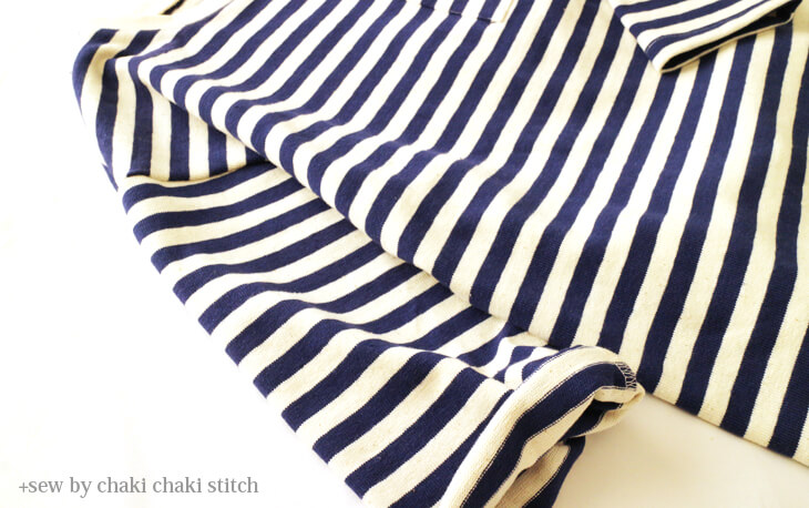 子供ドロップ袖Tシャツ型紙-袖口ロールアップ