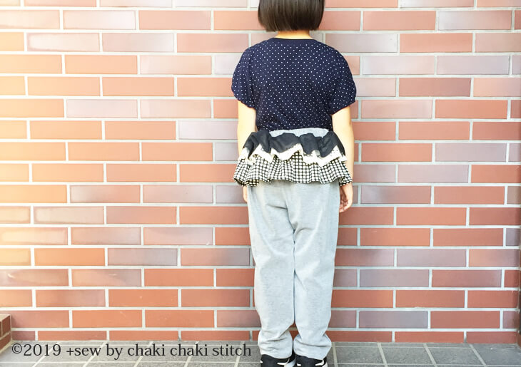 子供服ゆるテーパードパンツ型紙120-ニット作品-体操服のジャージやパジャマのようなシルエット